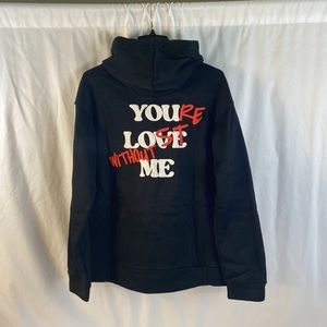 NEW YOU LOVE ME Graphic Hoodie in Black Size L NWOT
